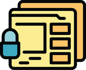 Poster - Secured site icon outline vector. Data secure. Privacy control color flat
