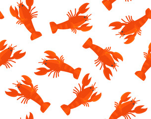 Wall Mural - Crayfish seafood seamless pattern, tasty meal