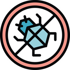 Poster - Bug login icon outline vector. Safety firewall. Antivirus data color flat