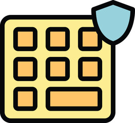 Poster - Calendar privacy icon outline vector. Data secure. Lock login color flat