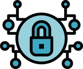 Poster - Digital lock icon outline vector. Data secure. Safety privacy color flat