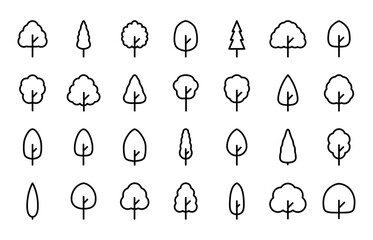 Wall Mural - Tree line icons set. Vector line icons.