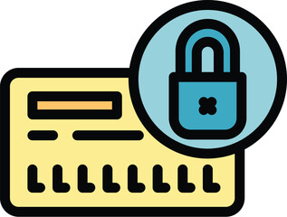 Poster - Secured bank card icon outline vector. Data secure. Safety password color flat