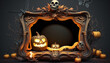 Spooky halloween frame with a lot of copy space inside with black background 