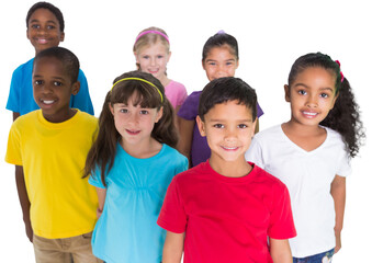 Wall Mural - Digital png photo of diverse group of schoolchildren on transparent background