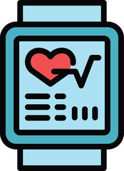 Poster - cardio smartwatch icon outline vector. sport training. gym fitness color flat