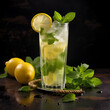 © GraphyPix - Lemonade, mojito cocktail with lemon and mint With generate Ai