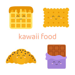 Wall Mural - cartoon set of kawaii food characters isolated