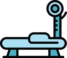 Poster - horizontal gym bench icon outline vector. sport training. fitness exercise color flat