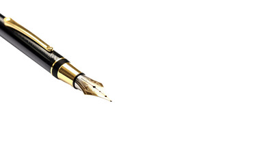 Closeup of the fountain pen isolated on transparent background