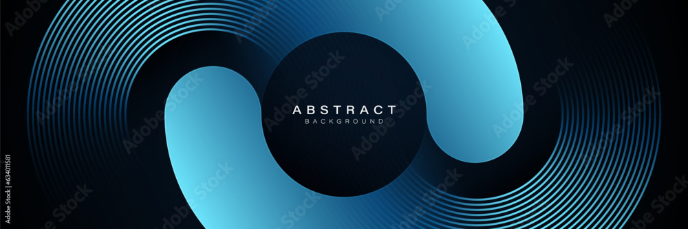 Abstract dark blue background with glowing geometric shape. Modern ...
