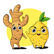 © VudiArts - Cute happy ginger and lemon. Vector characters in cartoon style
