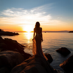 Canvas Print - Sunset and Girl