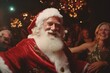A lively Christmas party featuring Santa Claus 