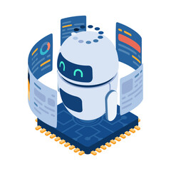 Poster - Isometric Ai Robot Analysis Data and Knowledge