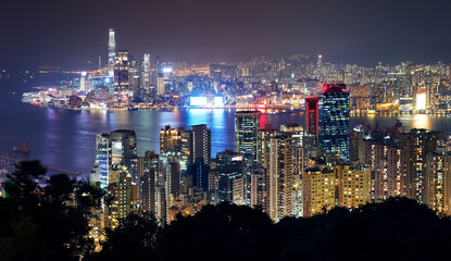 Wall Mural - Hong Kong skyline at night, China - Asia