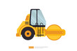 road roller heavy equipment. isolated road grader asphalt compactor. Flat style steamroller Isolated on white clean background. Vector illustration