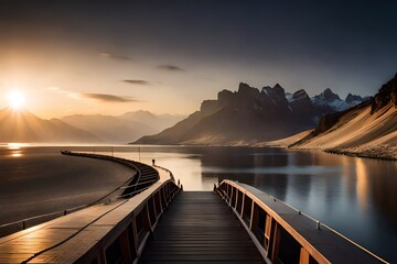 Wall Mural - sunset on the lake