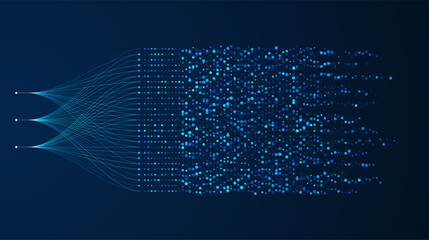 Poster - Big data visualization. Social network, financial analysis of complex databases. Data mining. Vector technology background. Information analytics concept.