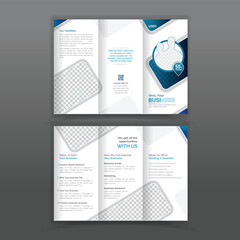 Canvas Print - Business trifold brochure template (A4 to DL format) - modern office buildings/ skyscrapers. Modern editable trifold brochure template design vector illustration