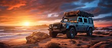 Sunrise Beach Adventure With 4WD Vehicle In The Outback