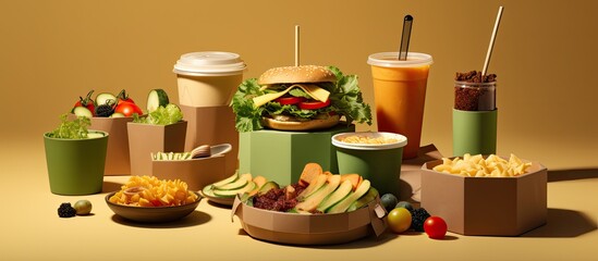 Poster - Eco friendly paper containers for nutritious fast food and beverages