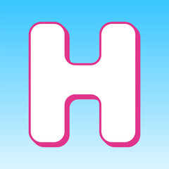 Poster - Letter H sign design template element. Cerise pink with white Icon at picton blue background. Illustration.