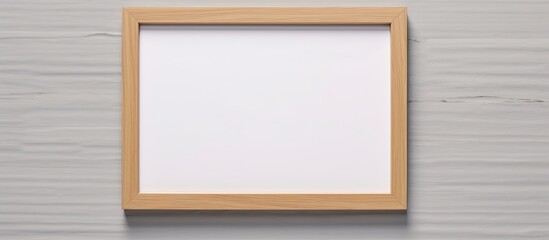 Leinwandbilder - Empty horizontal picture frame mockup on white wall single wood frame template