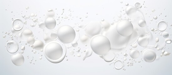Aufkleber - Foamy texture of a skincare cleanser with soap bubbles on a white background and empty space