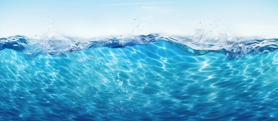 Poster - Underwater blue ocean waves in a wide sandy pool