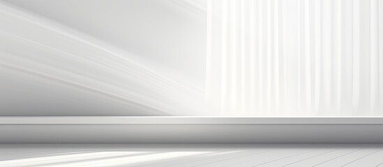 Poster - Plain white studio background for showcasing products Vacant space with window shadows Present items against blurred backdrop Gentle focus
