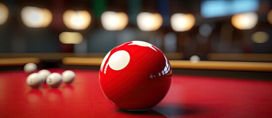 Red ball on a billiards table