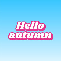 Fototapete - Greeting card for Fall season. Cerise pink with white Icon at picton blue background. Illustration.