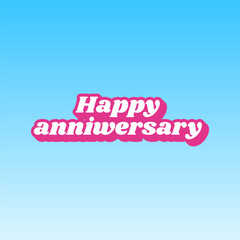 Fototapete - Happy birthday slogan. Cerise pink with white Icon at picton blue background. Illustration.