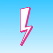 Lightning Icon sign. Cerise pink with white Icon at picton blue background. Illustration.