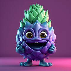 Poster - artichoke, purple, monster, 3d, surprise, close-up