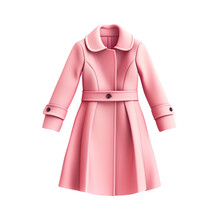 Stylish long pink coat for women isolated on transparent background