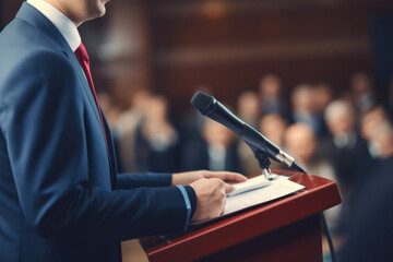 Abstract Man Delivering a Powerful Speech