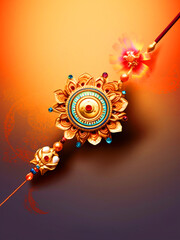 Wall Mural - Indian festival Raksha Bandhan Rakhi greeting background - ai generative