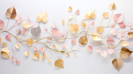 Wall Mural - illustration flora tree branch in minimal style, Generative Ai