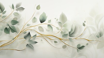 Wall Mural - illustration flora tree branch in minimal style, Generative Ai