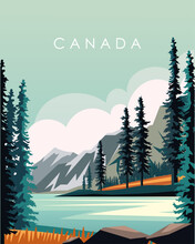Canada Travel Poster Maligne Lake, Canadian Rockies