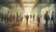 © jambulart - Many people walking in blur motion inside