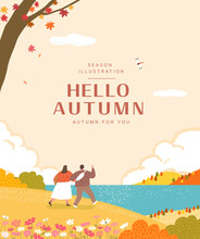 Autumn Sentimental Frame Illustration. Web-Banner
