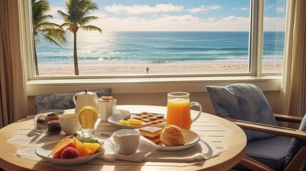 Wall Mural - breakfast in a luxury beach hotel