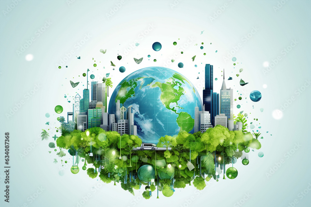 Environmental technology concept. Abstract illustration. Sustainable ...