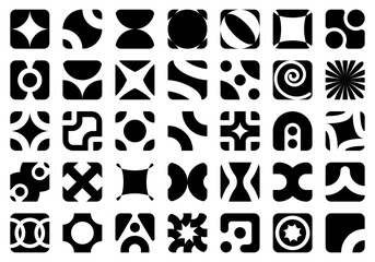 Wall Mural - abstract geometric shape set. modern graphic elements. bauhaus, brutalist design. poster, cover, pre