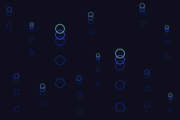 Aufkleber - Rising Digital Blue-green Circle Objects moving in Uptrend Abstract Background. Blue-green circles ascend on abstract backdrop, symbolizing growth. Dynamic vector illustrating positive market movement