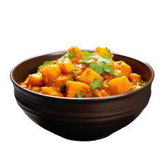 Canvas Print - Selective focus on moody background with pumpkin or kaddu ki sabzi served in a bowl