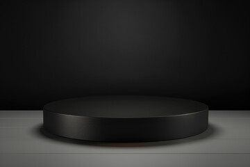 Aufkleber - Round podium wrapped in a black color with a minimalist design. This podium is perfect for displaying various objects and products that want to be exhibited, with a touch of minimalist design.